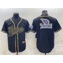 Tennessee Titans Black Gold Team Big Logo With Patch Cool Base Stitched Baseball Jersey