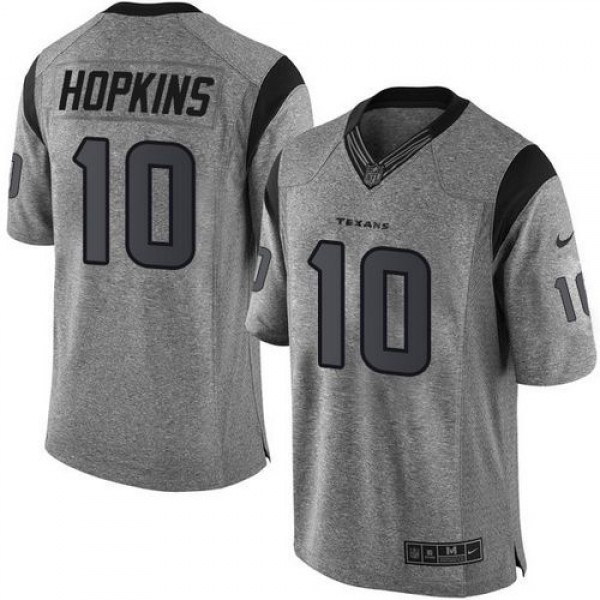 Texans #10 DeAndre Hopkins Gray Stitched Limited Gridiron Gray Nike Jersey
