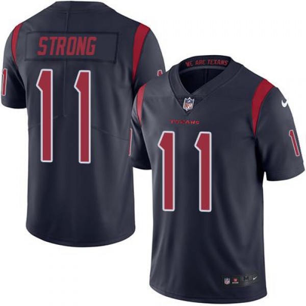 Texans #11 Jaelen Strong Navy Blue Stitched Limited Rush Nike Jersey
