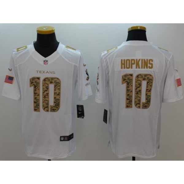 Texans #10 DeAndre Hopkins White Stitched Limited Salute To Service Nike Jersey