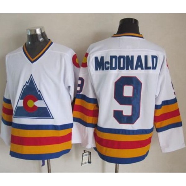Avalanche #9 Lanny McDonald White CCM Throwback Stitched Jersey
