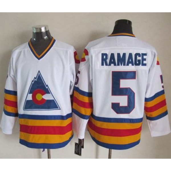Avalanche #5 Rob Ramage White CCM Throwback Stitched Jersey