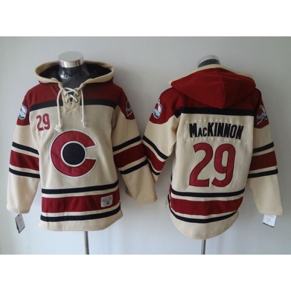 Avalanche #29 Nathan MacKinnon Cream Sawyer Hooded Sweatshirt Stitched Jersey