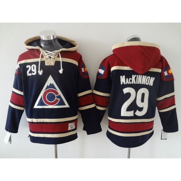 Avalanche #29 Nathan MacKinnon Navy Blue Sawyer Hooded Sweatshirt Stitched Jersey