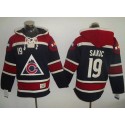 Avalanche #19 Joe Sakic Navy Blue Sawyer Hooded Sweatshirt Stitched Jersey