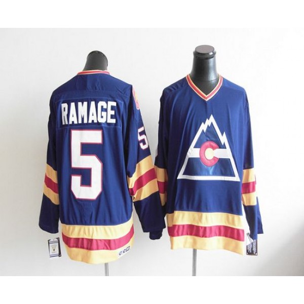 Avalanche CCM Throwback #5 Rob Ramage Blue Stitched Jersey