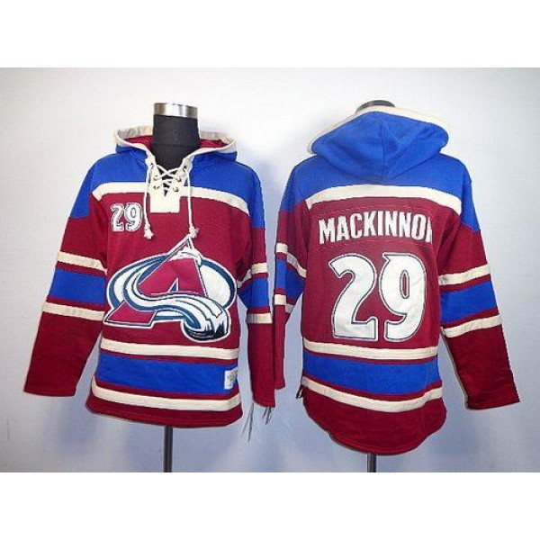 Avalanche #29 Nathan MacKinnon Red Sawyer Hooded Sweatshirt Stitched Jersey