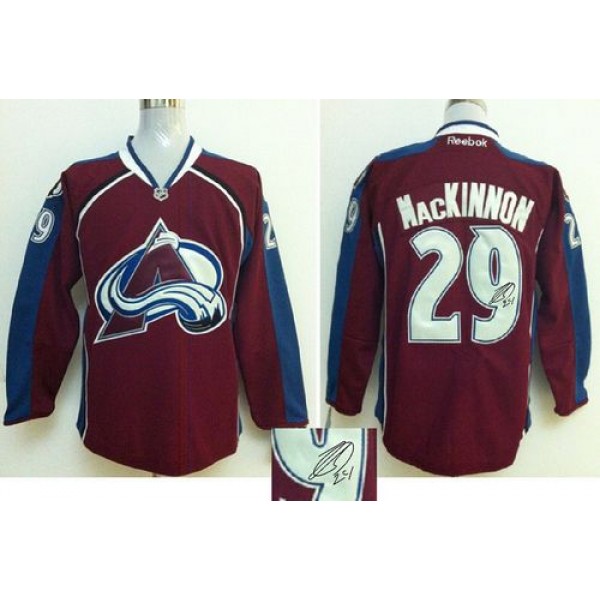 Avalanche #29 Nathan MacKinnon Red Autographed Stitched Jersey