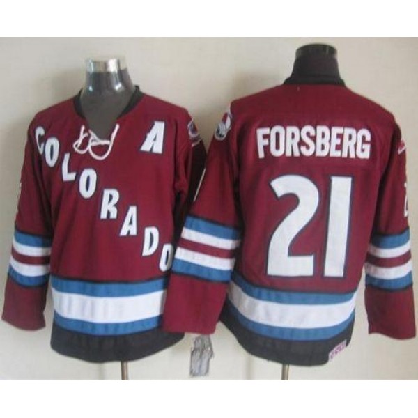 Avalanche #21 Peter Forsberg Red CCM Throwback Stitched Jersey