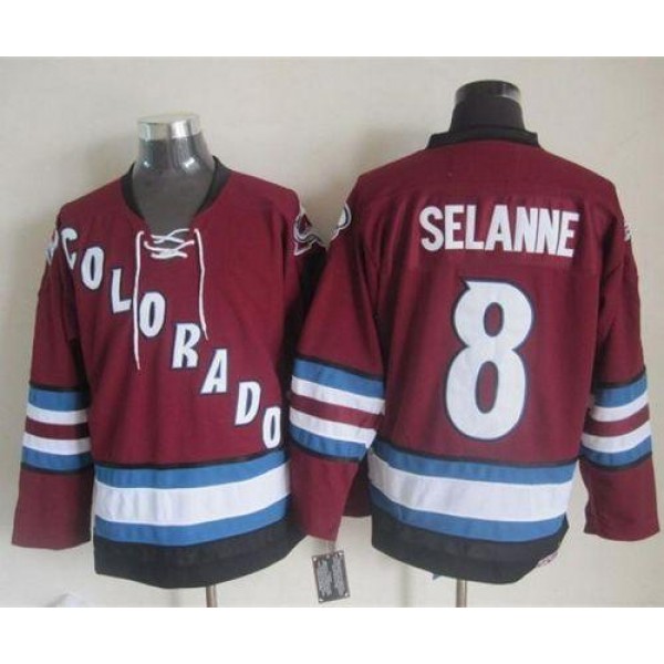 Avalanche #8 Teemu Selanne Red CCM Throwback Stitched Jersey