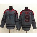 Blackhawks #9 Bobby Hull Charcoal Cross Check Fashion Stitched Jersey