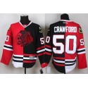 Blackhawks #50 Corey Crawford Red Black Split Red Skull Stitched Jersey