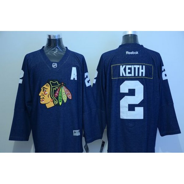 Blackhawks #2 Duncan Keith Navy Blue Denim Stitched Jersey