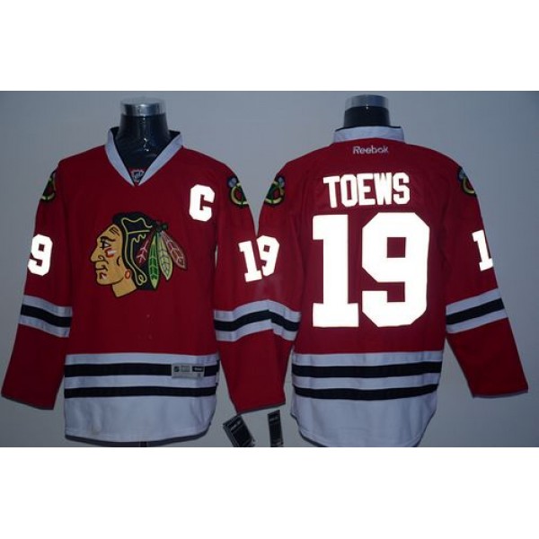 Blackhawks #19 Jonathan Toews Red Reflective Version Stitched Jersey