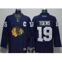 Blackhawks #19 Jonathan Toews Navy Blue Denim Stitched Jersey