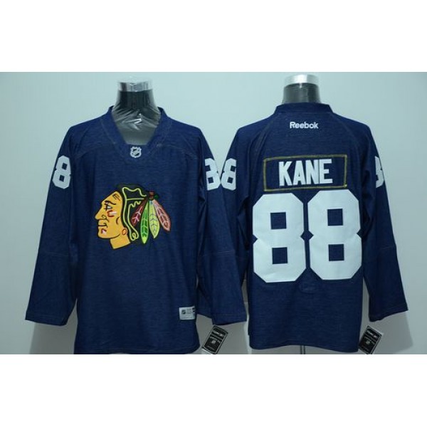 Blackhawks #88 Patrick Kane Navy Blue Denim Stitched Jersey