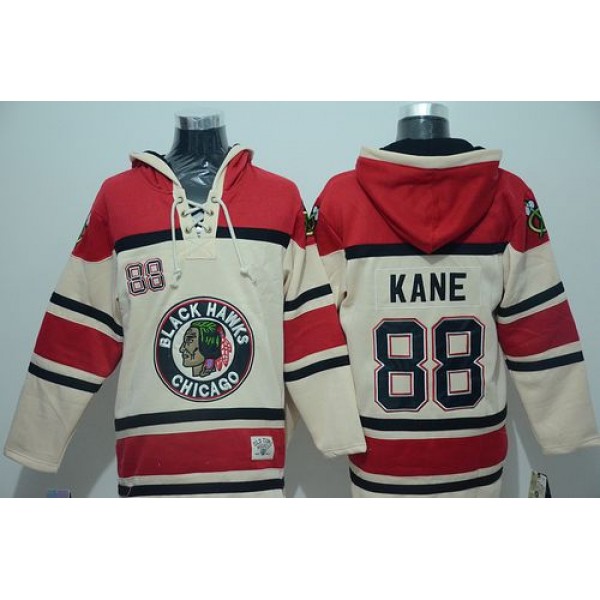 Blackhawks #88 Patrick Kane Cream Sawyer Hooded Sweatshirt Stitched Jersey