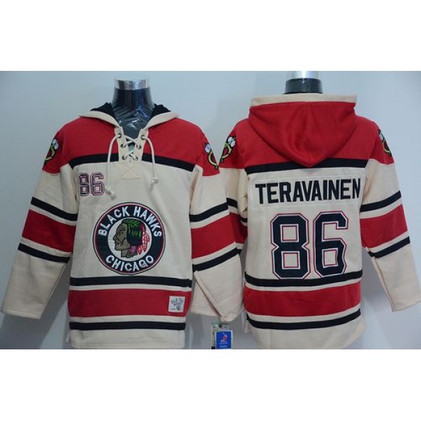 Blackhawks #86 Teuvo Teravainen Cream Sawyer Hooded Sweatshirt Stitched Jersey