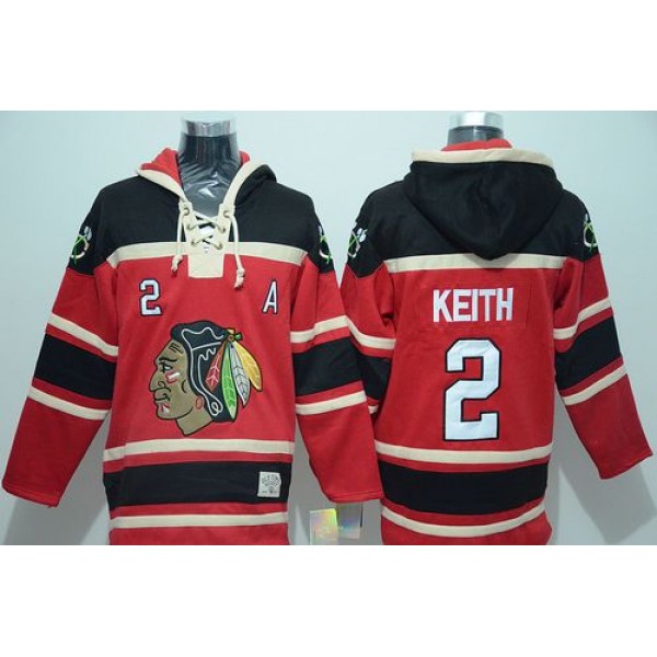 Blackhawks #2 Duncan Keith Red Sawyer Hooded Sweatshirt Stitched Jersey