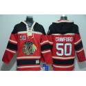 Blackhawks #50 Corey Crawford Red Sawyer Hooded Sweatshirt Stitched Jersey