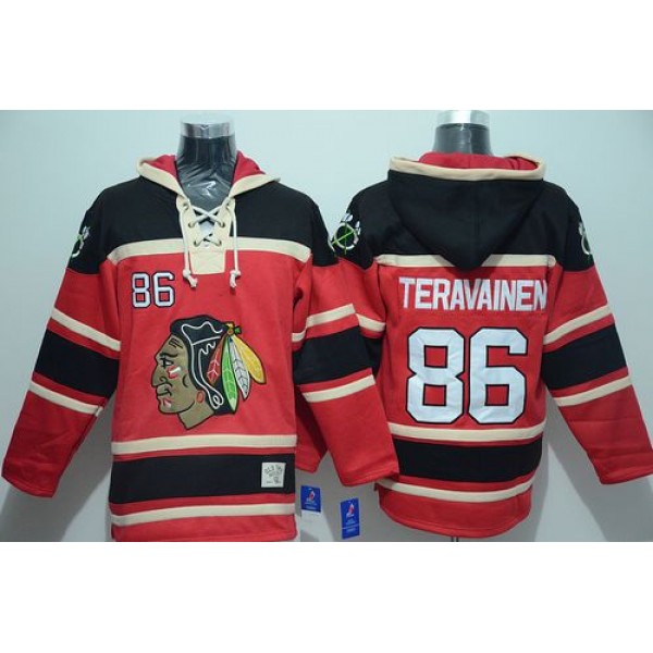 Blackhawks #86 Teuvo Teravainen Red Sawyer Hooded Sweatshirt Stitched Jersey