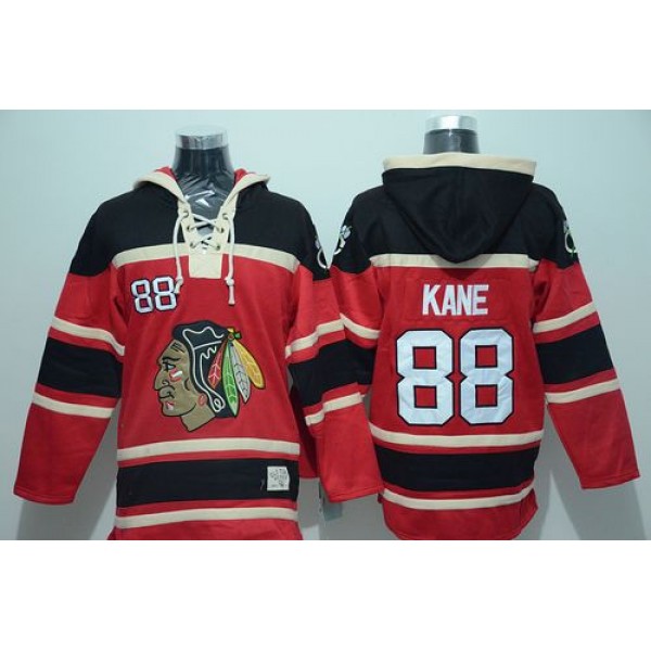 Blackhawks #88 Patrick Kane Red Sawyer Hooded Sweatshirt Stitched Jersey