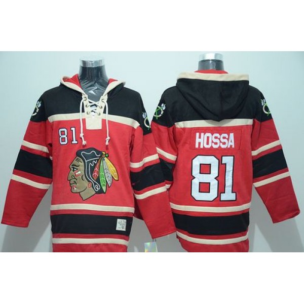 Blackhawks #81 Marian Hossa Red Sawyer Hooded Sweatshirt Stitched Jersey