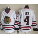 Blackhawks #4 Bobby Orr White CCM Throwback Stitched Jersey