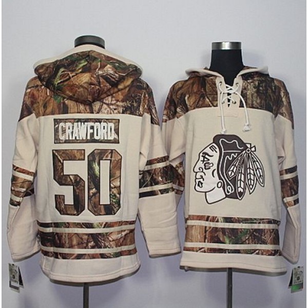 Blackhawks #50 Corey Crawford Cream Camo Stitched Jersey