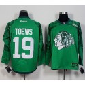 Blackhawks #19 Jonathan Toews Green St. Patrick's Day New Stitched Jersey