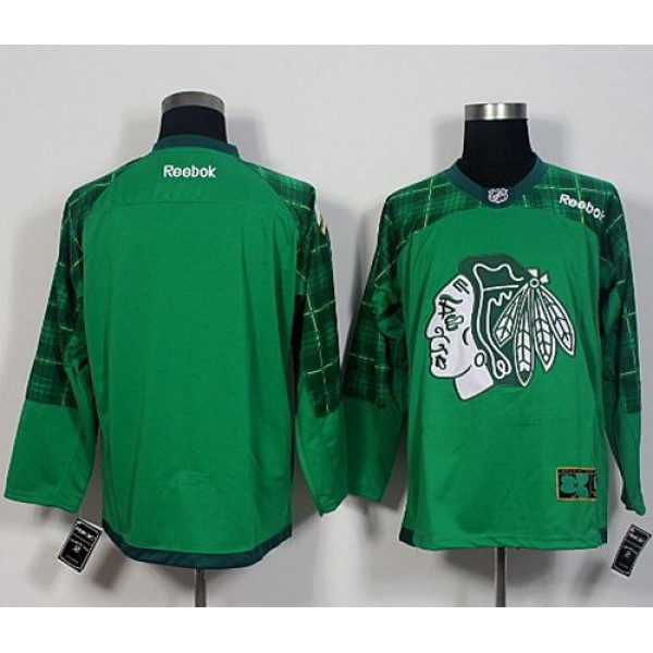 Blackhawks Blank Green St. Patrick's Day New Stitched Jersey