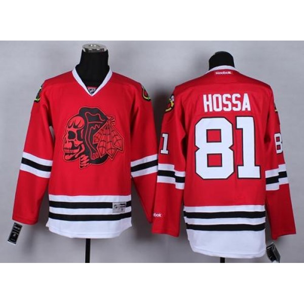 Blackhawks #81 Marian Hossa Red(Red Skull) Stitched Jersey