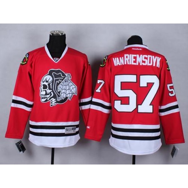 Blackhawks #57 Trevor Van Riemsdyk Red(White Skull) Stitched Jersey