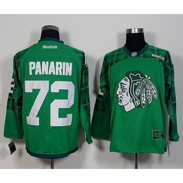 Blackhawks #72 Artemi Panarin Green St. Patrick's Day New Stitched Jersey