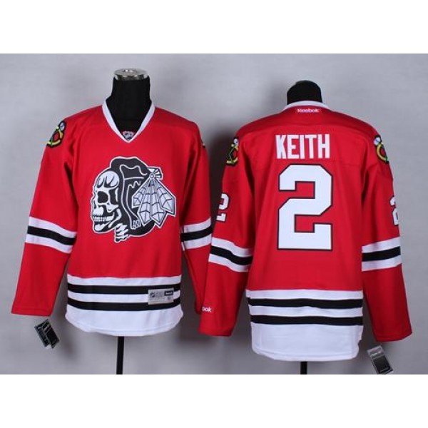 Blackhawks #2 Duncan Keith Red(White Skull) Stitched Jersey