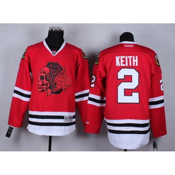 Blackhawks #2 Duncan Keith Red(Red Skull) Stitched Jersey