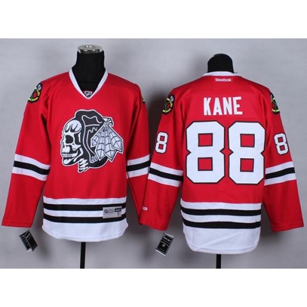 Blackhawks #88 Patrick Kane Red(White Skull) Stitched Jersey