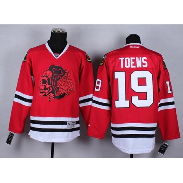 Blackhawks #19 Jonathan Toews Red(Red Skull) Stitched Jersey