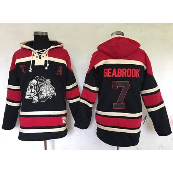 Blackhawks #7 Brent Seabrook Black Sawyer Hooded Sweatshirt Stitched Jersey