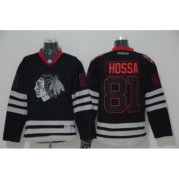 Blackhawks #81 Marian Hossa Black Ice Stitched Jersey
