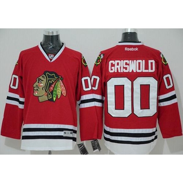 Blackhawks #00 Clark Griswold Red Home Stitched Jersey