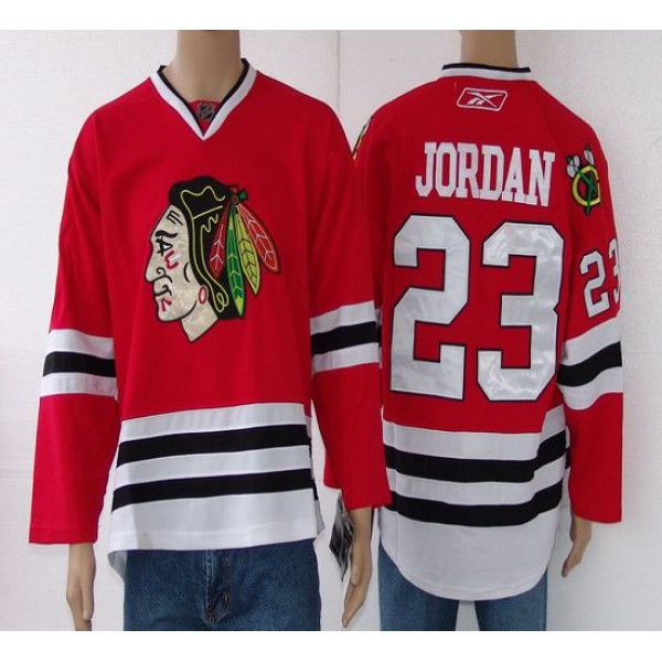 Blackhawks #23 Jordan Red Stitched Jersey