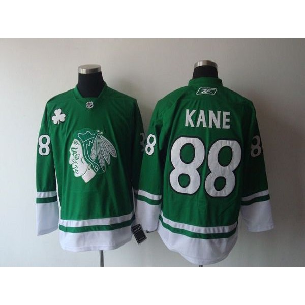 Blackhawks #88 Patrick Kane Green St. Patty's Day Stitched Jersey