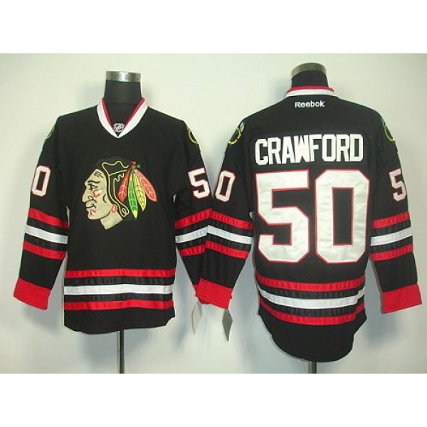 Blackhawks #50 Corey Crawford Black Stitched Jersey