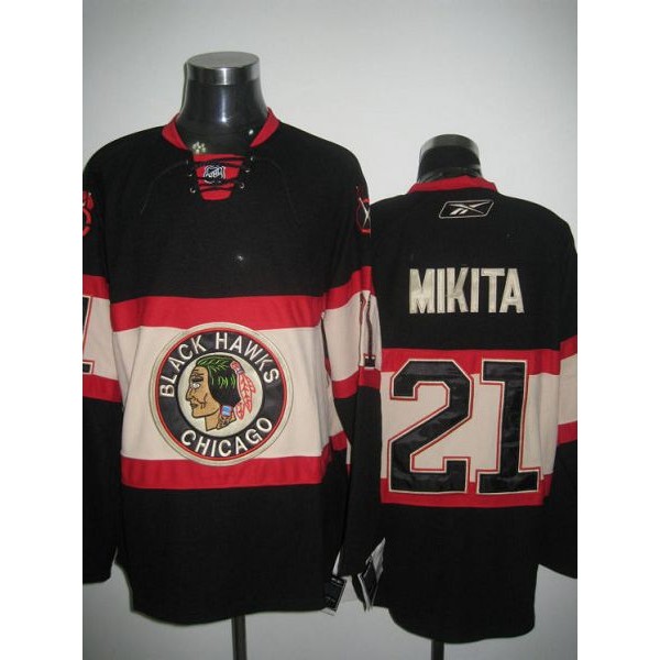 Blackhawks #21 Stan Mikita Stitched Black New Third Jersey