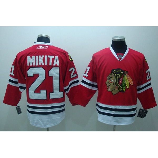 Blackhawks #21 Stan Mikita Stitched Red Jersey