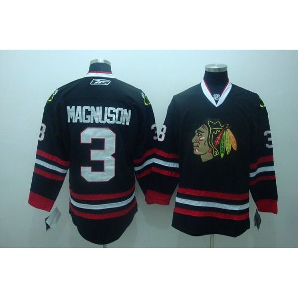 Blackhawks #3 Keith Magnuson Stitched Black Jersey