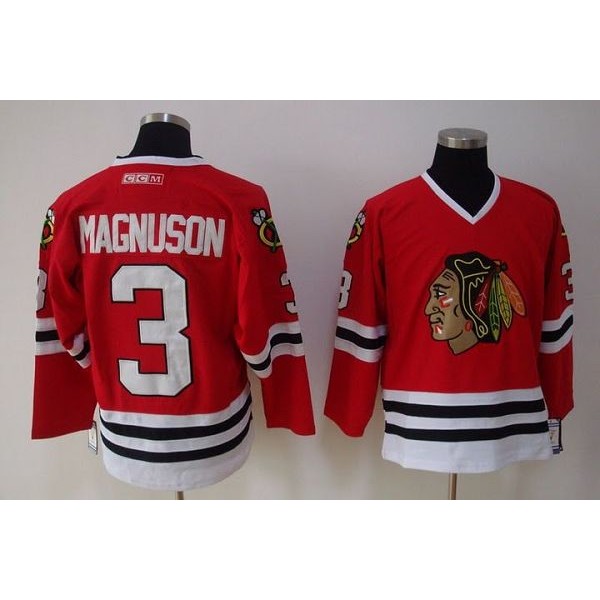 Blackhawks #3 Keith Magnuson Stitched Red Jersey