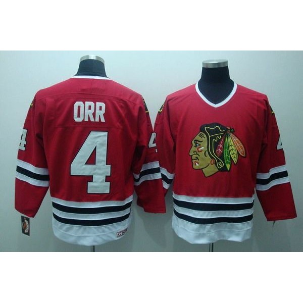 Blackhawks #4 Bobby Orr Stitched Red CCM Throwback Jersey