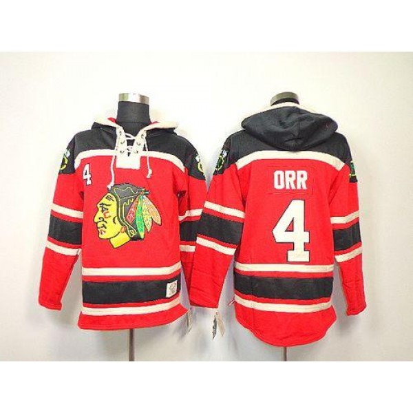Blackhawks #4 Bobby Orr Red Sawyer Hooded Sweatshirt Stitched Jersey